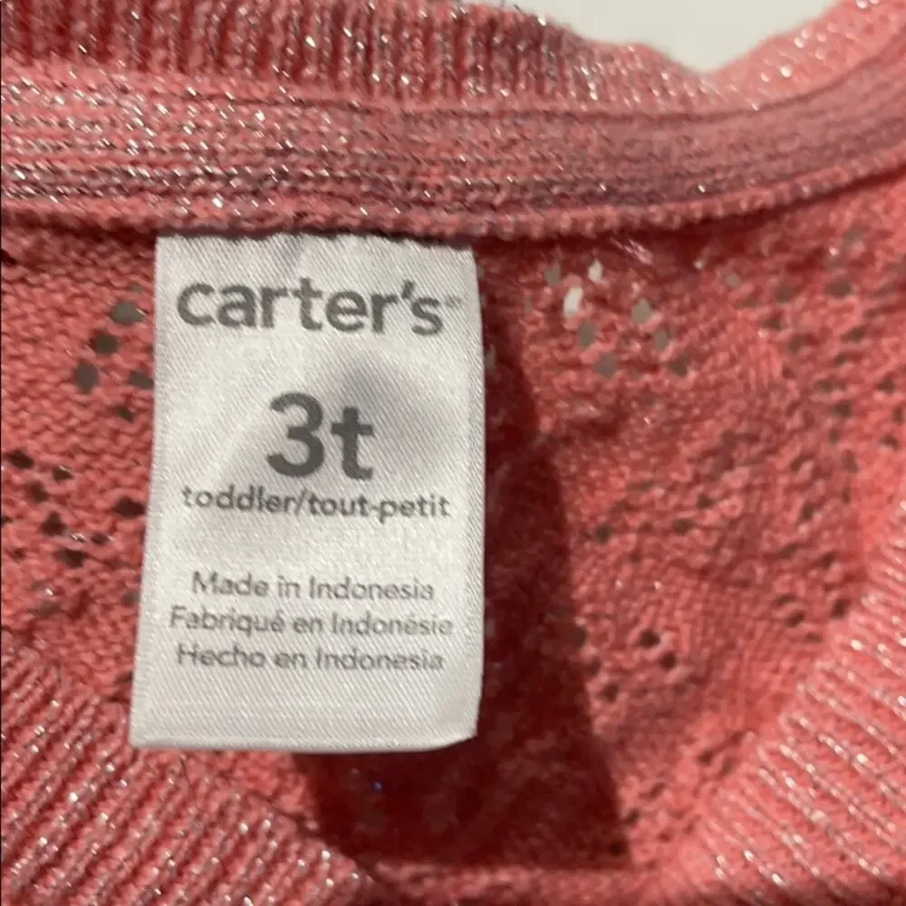 Carters 3t peach metallic cardigan worn once euc